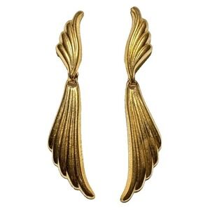 Simply Whispers Gold Tone Wing Shaped Dangling Earrings J19-11